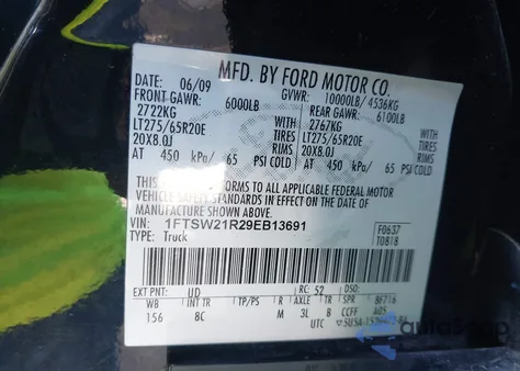 2009 Ford F-250 Fx4/Harley-Davidson/King Ranch/Lariat/Xl/Xlt z USA, uszkodzony, nr VIN 1FTSW21R29EB13691